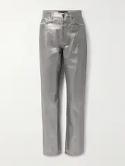 [Veronica Beard] Veronica Beard - Daniela High-rise Straight-leg Metallic Coated Jeans - Silver - 30 30 Silver