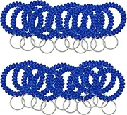 StayMax 50 pcs Stretchable Key Ring Band Keychain Spriral Wrist Coil Keychain Black for Number Tag Key Tag