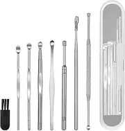 8 Pcs Ear Wax Removal Tool,Ears Pick Ea-r Curette with a Cleaning Brush and Storage Box,Ear Cleansing Tool Set