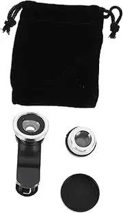 LALAFINA Phone Camera Lens Kit 3-in-1 Fish Eye Wide Angle Macro Universal Clip Microfiber Bag for /