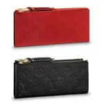 LV-LOUIS VUITTON LV M62528 ADELE 雙拉鍊 黑色 紅色 壓紋 長夾