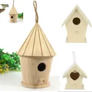 Wooden Bird House Birdhouse Hanging Nest Nesting Bird Box Hook Home Garden Decor