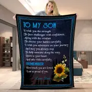 Letter Blanket To My Son From Dad Christmas Xmas Sunflower Blanket Throw