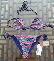 Missoni Snake Bicolor Pnk/Nevy Bikini Size 42 IT (6 US)