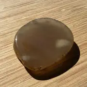 Agate Geode Rock Slice Thick Polished Stone Light Yellow Brown with Clouds 4"
