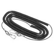 32.8ft Fishing Lanyard Heavy Spring Extension Cord with Metal Clip, Black