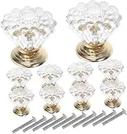 BAZEITFLOW 10pcs Crystal Handle Cabinet Kitchen Handles for Cupboards Clear Knobs Gold Drawer Handles Door Lockbox Decor Ring Recess Century Latch Crystal Dresser Drawers Knobs Golden Acrylic