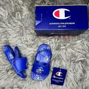 NEW Champion Mega C Man blue toddler boy sandal slides size 6