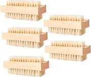 BIUDECO 5 Pcs Pig Mane Cleaning Brush Wooden Hand Washing Brush for Fingernails Household Use for Dirt Removal Craftsmanship