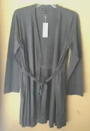 Eileen Fisher Ash Belted Tie-Front Tencel Organic Cotton Silk Simple Cardigan L