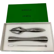 Bottega Veneta Bar Tools Set of 3 Muddler Squeezer Pestle Stainless Steel w/Box