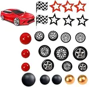 Folpus 27Pcs Race Wheel Cake Topper Cake Decorations Race Theme Party Checkered Flag Race Car Birthday Decoration for Weddings