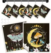 Kitchen Swedish Dishcloths with Hooks - 6 Pack Reusable Dish Sun Moon Butterfly