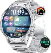 HIRREO Smart Watches for Men(LED Flashlight), 1.85'' HD Large Smartwatch, 800mAh/5ATM Waterproof/Pedometer/100+ Sports Fitness Tracker Watch, Rugged Smart Watch for Men Compatible Android iOS