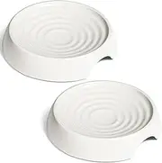 CatGuru Whisker Stress Free Food Bowl, Wide Non-Slip Shallow Dish for Feeding & Watering, Relieves Fatigue (Set of 2, Ceramic, White)