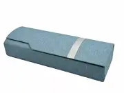 NEW Geometric Design Blue Hard Clamshell Eyeglasses Case Magnetic Closure