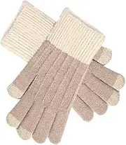 [Generic] Touchscreen Warm Gloves,Windproof Knit Mittens with Anti-Slip Fingers | Warm Elastic Cuff Winter Texting Gloves for Women, Driving Biking Running