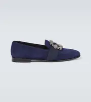 [Manolo Blahnik] Manolo Blahnik Carlton embellished suede loafers AU 7 blue