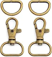 CRAFTMEMORE Swivel Trigger Snap Hooks Classic Lobster Clasps with D-Rings for Purse Strap Lanyard Leather Craft 10 Sets CSD1 (3/4 Inch, Antique Brass)