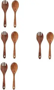 [Zerodeko] 4 Sets Salad Stirring Spoon Commercial Kitchen Utensils Salad Bowl Server Salad Spoons for Serving Japanese Serving Spoon Dessert Salad Spoon Small Dessert Spoon Wood Light Brown