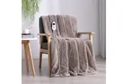 Dreamaker Faux Mink Heated Throw Blanket Mocha 160x120cm