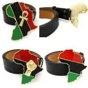 Men's Hip Hop Fashion Belt Buckle Africa Map Fist Power, Ankh Size ( M,L,XL )