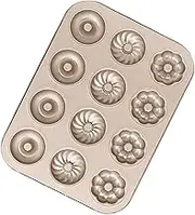 Donut Molds for Baking | Nonstick Metal Doughnut Bakeware for Kitchen,Heat Resistant Baking Shaper Cake Making Supplies for Bakery, Kitchen, Work with Oven Fryer