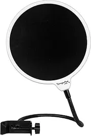 Dragonpad USA 6" Microphone Studio Pop Filter with Clamp - White/Black