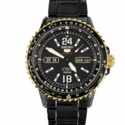 SEIKO 5 Sports SRP356K1 Automatic Watch 4R36 World Time Black RoseGold Sawtooth