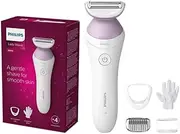 [Philips] Lady Shaver Series 6000, Single Foil Shaver - Wet & Dry, Cordless - Includes 4 attachments (trimming comb, soft glide cap, skin stretcher, exfoliation glove) - White/Purple - BRL136/00