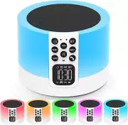 Night Light Bluetooth Speaker, Alarm Clock Sound Machine with White Noise