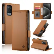 Wallet Case For Oppo A54 4G/A55 5G/A54S/A55S 5G,Slim Protective Shockproof Case With RFID Blocking,Premium PU Leather Kickstand-Brown