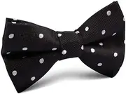 [OTAA] Coal Black with White Polka Dots Kids Bow Tie Black Coal Black with White Polka Dots Kids Bow Tie