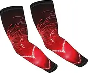 [FHEDVBN] Red Fireworks Arm Sleeves Compression Arm Covers for Men Women Outdoor Sun Sleeves Cooling Sports Sleeve, Black
