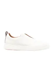Santoni Logo-Printed Almond Toe Sneakers UK6.5,UK7.5,UK9,UK8,UK10,UK11,UK7,UK6,UK8.5,UK9.5 White