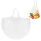1-Pack Reusable Washable Mesh Net String Grocery Bags [White,Short Handle]