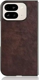 [HWPIVOX] Phone Case for Google Pixel 9 Pro Fold 5G Case, [PU Leather]+[Hard Plastic] for Google Pixel 9 Pro Fold 5G Protector Case, Non-Slip Shockproof for Google Pixel 9 Pro Fold 5G Phone Cover Brown