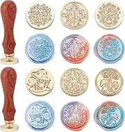 SUPERDANT Wax Seal Stamp Kit 6 Pieces Mushroom Plant Series Sealing Wax Stamp Heads with 2 Wooden Handle Vintage Seal Wax Stamp Kit for Cards Envelopes Invitations