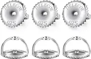 DELECOE 925 Sterling Silver Secure Screw on Earring Backs Replacement for Diamond Earring Studs, 18K Gold Hypoallergenic Screwbacks Locking for Threaded Post（0.032'', 3-Pairs