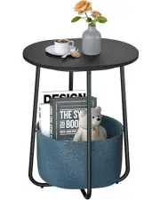 Small Side Table, Oval End Table, Night Stand, Bedside Table, Sofa 1 Black