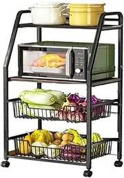 Storage Shelf Vegetable Basket, Kitchen, Vegetable Storage Rack, Floor to Floor, Multi-Layer Pot Storage Rack, Household Microwave Oven, Pot Storage Drawer Type Storage Shelf Rack (Color : A, Size :