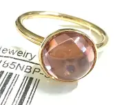 NWT Pandora 14k Pink Poetic Droplet Cabochon Blush Ring 150185NB-60/9