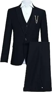 [Maiyifu-GJ] Men's Business 3 Piece Suit One Button Formal Wedding Prom Tuxedo Sets Slim Fit Solid Blazer Jacket Vest Pants Set