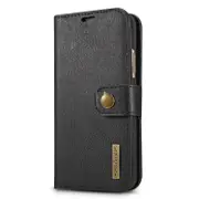 For Iphone X Texture Horizontal Flip Detachable Magnetic Protective Case With Holder and Card Slots and Wallet(Black)