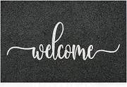 MWAZZLL Large Welcome Door Mat Outdoor Indoor Non Slip Doormat 90x60cm Low-Profile Super Absorb Mud Easy to Clean Front Door Mats for Entrance,Patio,High Traffic Areas Black