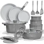 25pcs Ceramic Cookware Set, Pots and Pans Set Non Stick, Induction Kitchen Se...
