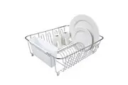 D.line Chrome/PVC Small Dish Drainer w/ Caddy Sink Storage 36.5x32cm White