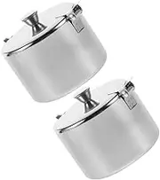 ABOOFAN 2 Pcs Stainless Steel Sugar Jar With Spoon Round Condiment Container For Kitchen Modern Jar Easy To Clean Sugar Canister With Spoon