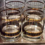 VINTAGE COLONY GLASSWARE GOLDEN LINE SET OF 4