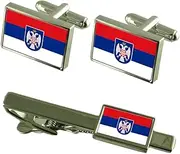 [Select Gifts] Republika Srpska Flag Cufflinks Tie Clip Matching Box Gift Set